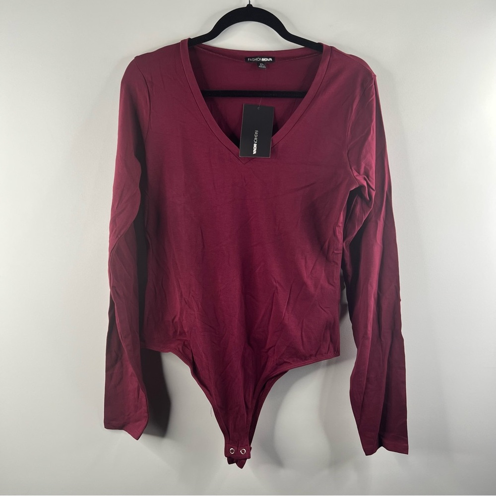 Fashion Nova Women's Voted Most Liked Bodysuit Top Shirt Size XL Wine Brand New - Picture 4 of 8